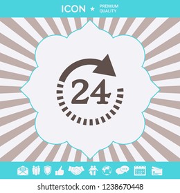 Open around the clock symbol icon. Opening hours symbol icon. Graphic elements for your design