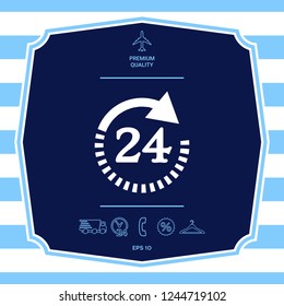 Open around the clock symbol icon. Opening hours symbol icon. Graphic elements for your design