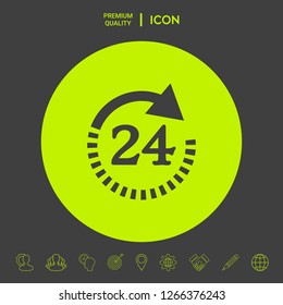 Open around the clock symbol icon. Opening hours symbol icon. Graphic elements for your design