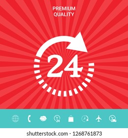 Open around the clock symbol icon. Opening hours symbol icon. Graphic elements for your design