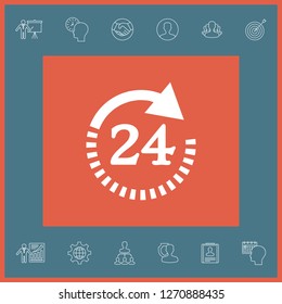 Open around the clock symbol icon. Opening hours symbol icon. Graphic elements for your design