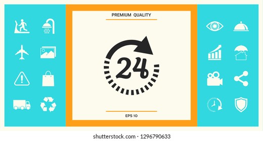 Open around the clock symbol icon. Opening hours icon. Graphic elements for your design