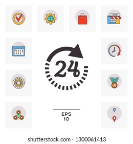 Open around the clock symbol icon. Opening hours icon. Graphic elements for your design