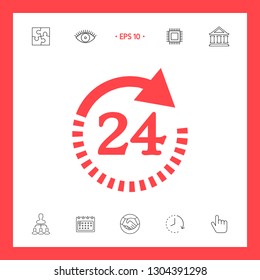 Open around the clock symbol icon. Opening hours symbol icon. Graphic elements for your design