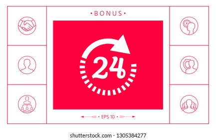 Open around the clock symbol icon. Opening hours icon. Graphic elements for your design