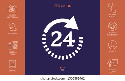 Open around the clock symbol icon. Opening hours symbol icon. Graphic elements for your design