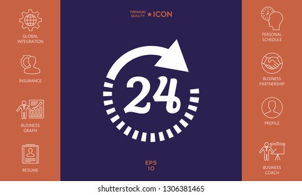 Open around the clock symbol icon. Opening hours icon. Graphic elements for your design