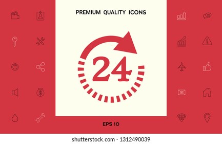 Open around the clock symbol icon. Opening hours symbol icon. Graphic elements for your design