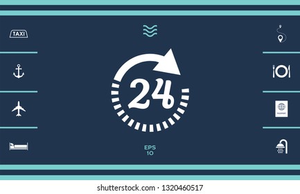 Open around the clock symbol icon. Opening hours icon. Graphic elements for your design