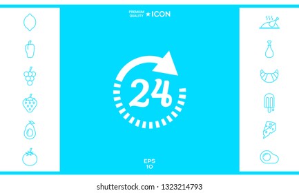 Open around the clock symbol icon. Opening hours icon. Graphic elements for your design