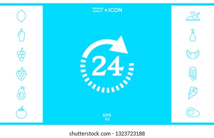 Open around the clock symbol icon. Opening hours symbol icon. Graphic elements for your design