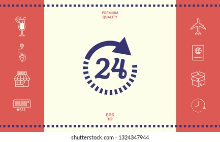 Open around the clock symbol icon. Opening hours icon. Graphic elements for your design