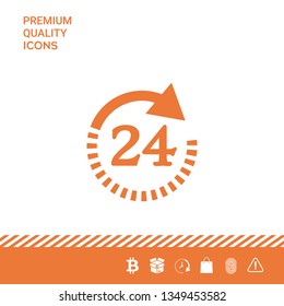 Open around the clock symbol icon. Opening hours symbol icon. Graphic elements for your design
