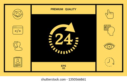 Open around the clock symbol icon. Opening hours symbol icon. Graphic elements for your design