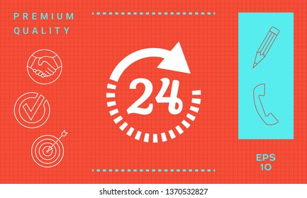 Open around the clock symbol icon. Opening hours icon. Graphic elements for your design