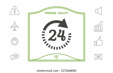 Open around the clock symbol icon. Opening hours icon. Graphic elements for your design