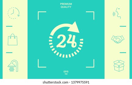 Open around the clock symbol icon. Opening hours icon. Graphic elements for your design