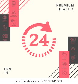 Open around the clock symbol icon. Opening hours symbol icon. Graphic elements for your design