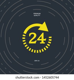 Open around the clock symbol icon. Opening hours symbol icon. Graphic elements for your design