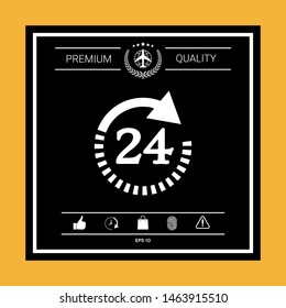Open around the clock symbol icon. Opening hours symbol icon. Graphic elements for your design