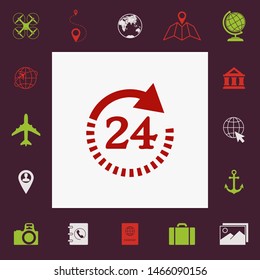 Open around the clock symbol icon. Opening hours symbol icon. Graphic elements for your design