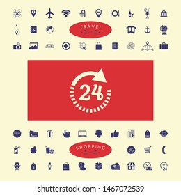 Open around the clock symbol icon. Opening hours icon. Graphic elements for your design