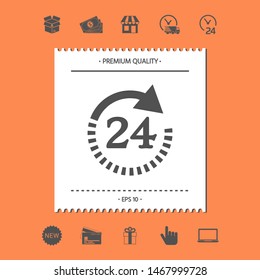 Open around the clock symbol icon. Opening hours symbol icon. Graphic elements for your design