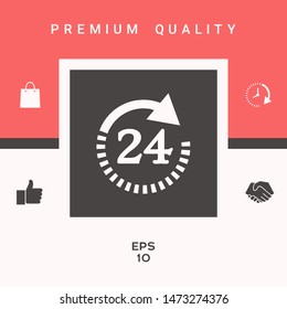 Open around the clock symbol icon. Opening hours symbol icon. Graphic elements for your design