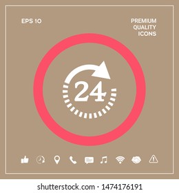 Open around the clock symbol icon. Opening hours symbol icon. Graphic elements for your design