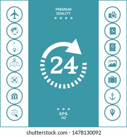 Open around the clock symbol icon. Opening hours symbol icon. Graphic elements for your design