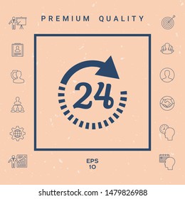 Open around the clock symbol icon. Opening hours icon. Graphic elements for your design