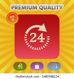 Open around the clock symbol icon. Opening hours symbol icon. Graphic elements for your design