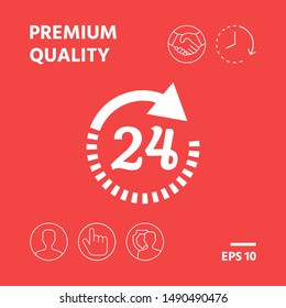 Open around the clock symbol icon. Opening hours icon. Graphic elements for your design