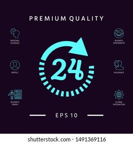 Open around the clock symbol icon. Opening hours icon. Graphic elements for your design