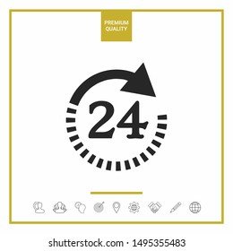Open around the clock symbol icon. Opening hours symbol icon. Graphic elements for your design