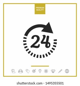 Open around the clock symbol icon. Opening hours icon. Graphic elements for your design