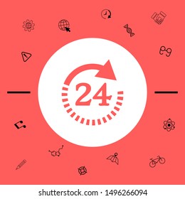Open around the clock symbol icon. Opening hours symbol icon. Graphic elements for your design