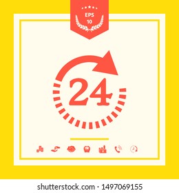 Open around the clock symbol icon. Opening hours symbol icon. Graphic elements for your design