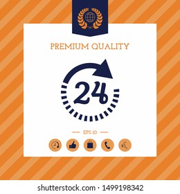 Open around the clock symbol icon. Opening hours icon. Graphic elements for your design