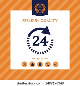 Open around the clock symbol icon. Opening hours symbol icon. Graphic elements for your design
