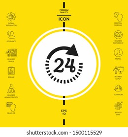 Open around the clock symbol icon. Opening hours icon. Graphic elements for your design