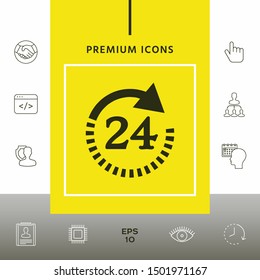 Open around the clock symbol icon. Opening hours symbol icon. Graphic elements for your design