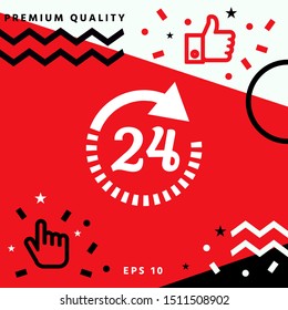Open around the clock symbol icon. Opening hours icon. Graphic elements for your design