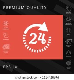 Open around the clock symbol icon. Opening hours icon. Graphic elements for your design