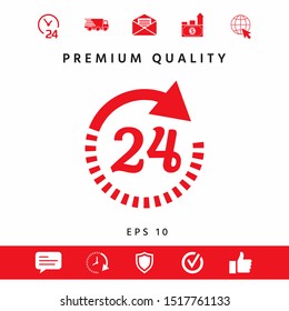 Open around the clock symbol icon. Opening hours icon. Graphic elements for your design