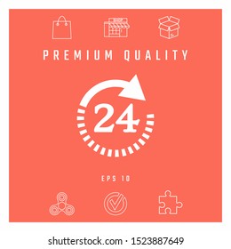 Open around the clock symbol icon. Opening hours symbol icon. Graphic elements for your design