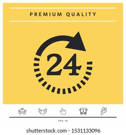 Open around the clock symbol icon. Opening hours symbol icon. Graphic elements for your design