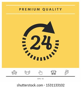Open around the clock symbol icon. Opening hours icon. Graphic elements for your design