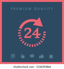 Open around the clock symbol icon. Opening hours symbol icon. Graphic elements for your design