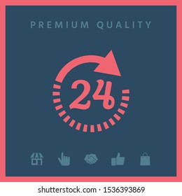 Open around the clock symbol icon. Opening hours icon. Graphic elements for your design